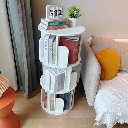 Drehbares Bücherregal Massivholz, 3-stöckig, Weiß