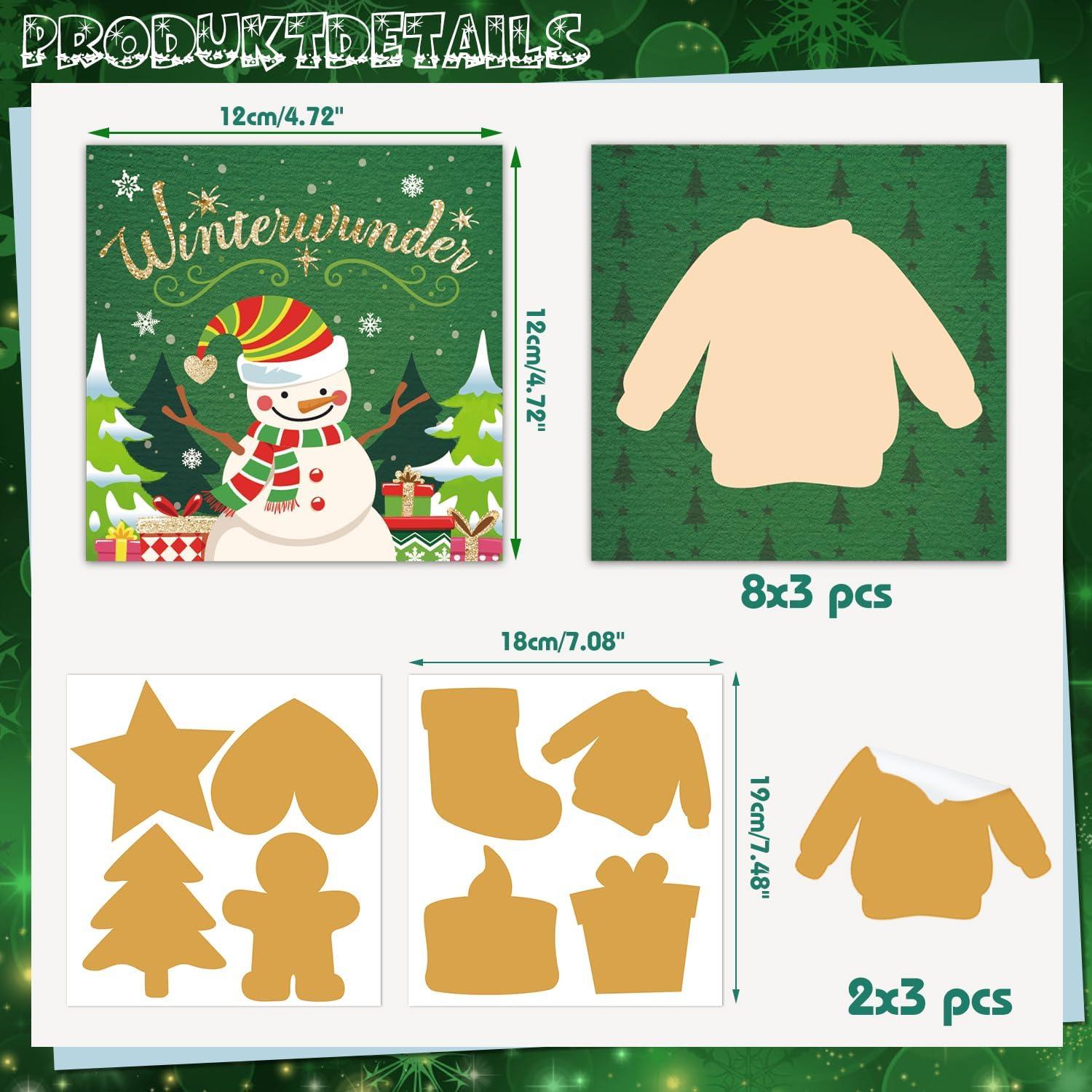 Rubbellos Adventskalender Karten 2024 Glitzer DIY