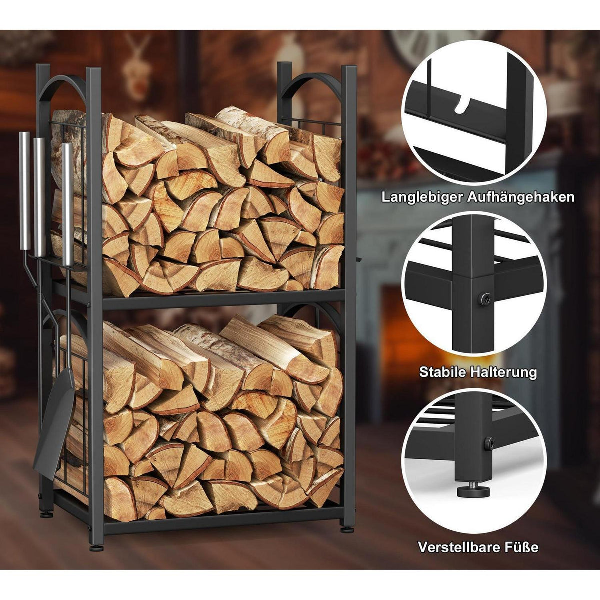 Kaminholzregal mit Zubehör – Holzlager für Innen & Außen