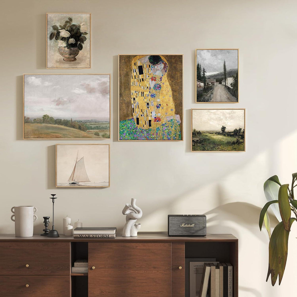 Hyidecorart Vintage Leinwand Bilder mit Holzrahmen 30x40 cm Wohnzimmer Schlafzimmer Büro Wanddeko