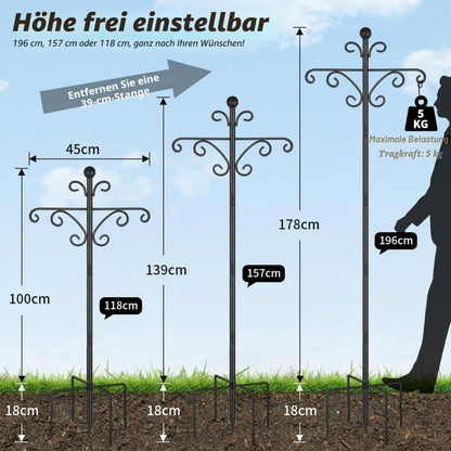Hohe Vogelfutterstation mit Schäferhaken – 196 cm
