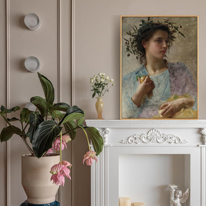 Vintage Leinwand Frauenporträt Holzrahmen 30x40 cm