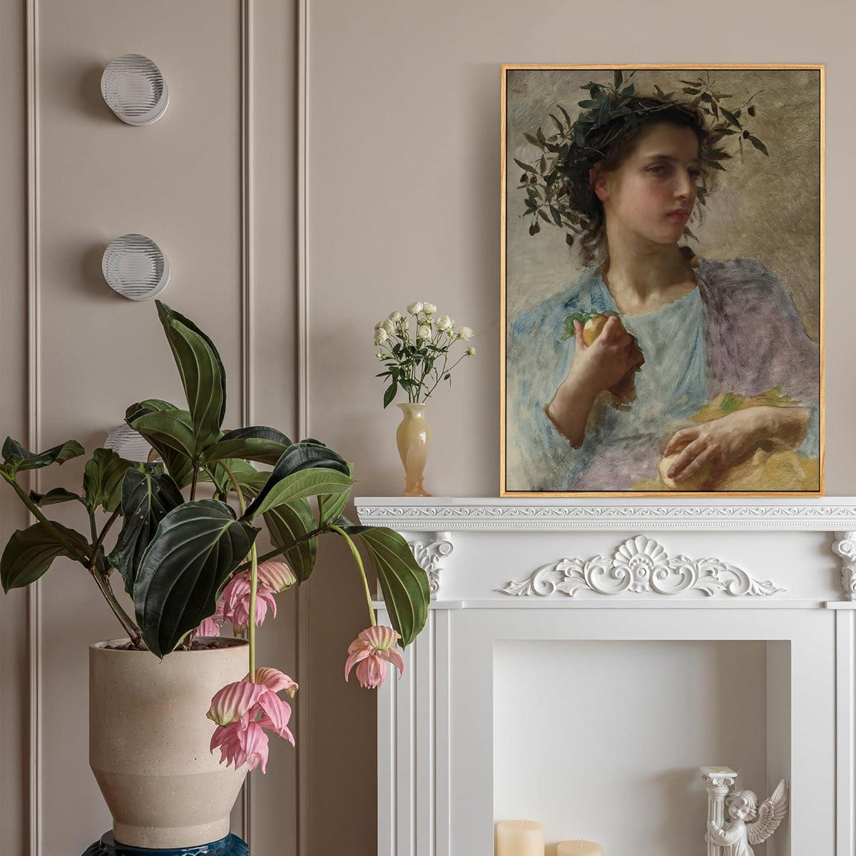 Vintage Leinwand Frauenporträt Holzrahmen 30x40 cm