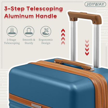 Joyway Kofferset 3-teilig Hartschalen Trolley Koffer TSA Schloss Blau L-66cm