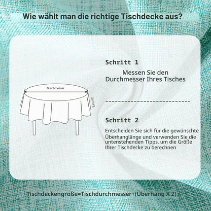 Runde Tischdecke Blau 180cm Leinenoptik Abwaschbar Outdoor