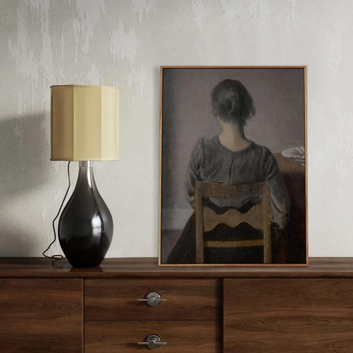 Vintage Frauenporträt Leinwandbild mit Holzrahmen 30x40 cm