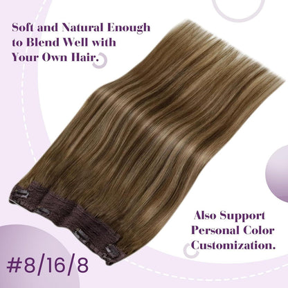 Echthaar Verlängerung Balayage Braun Ombre Gold Blond 35cm
