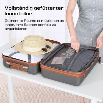 Joyway Kofferset 3-teilig ABS Hartschale Erweiterbar 4 Rollen TSA-Schloss Grau XL 76cm