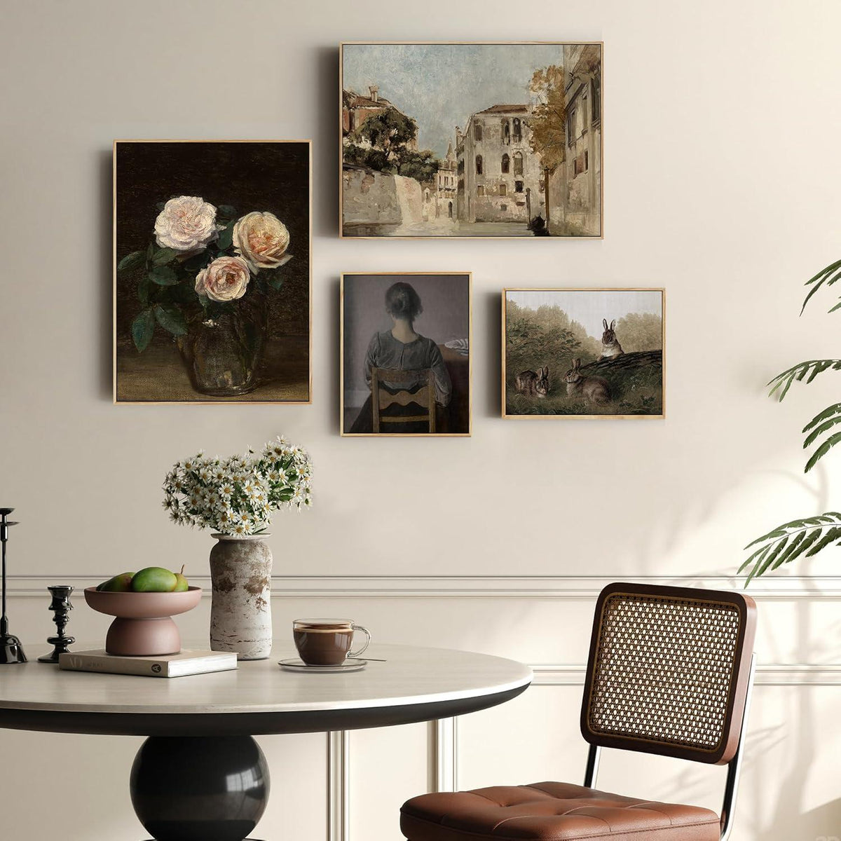 Leinwandbilder Vintage Botanisch mit Rahmen Holz 30x40 cm in