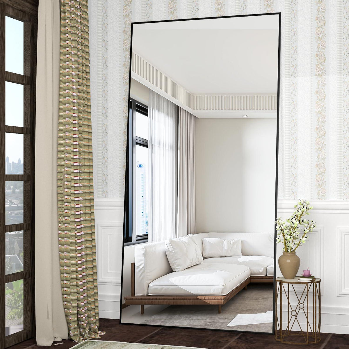 Großer Standspiegel 180x80cm Schwarz – Ganzkörper Spiegel für Schlafzimmer