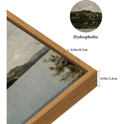 Vintage Leinwandbild Bergsee mit Holzrahmen 60x90 cm