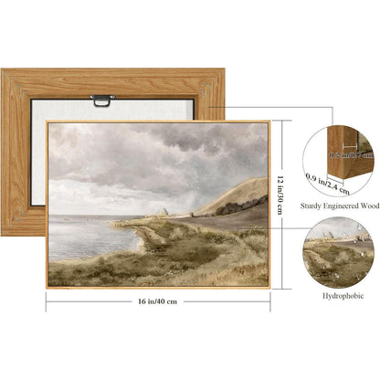 Vintage Meereslandschaft Leinwandbild mit Holzrahmen 30x40 cm