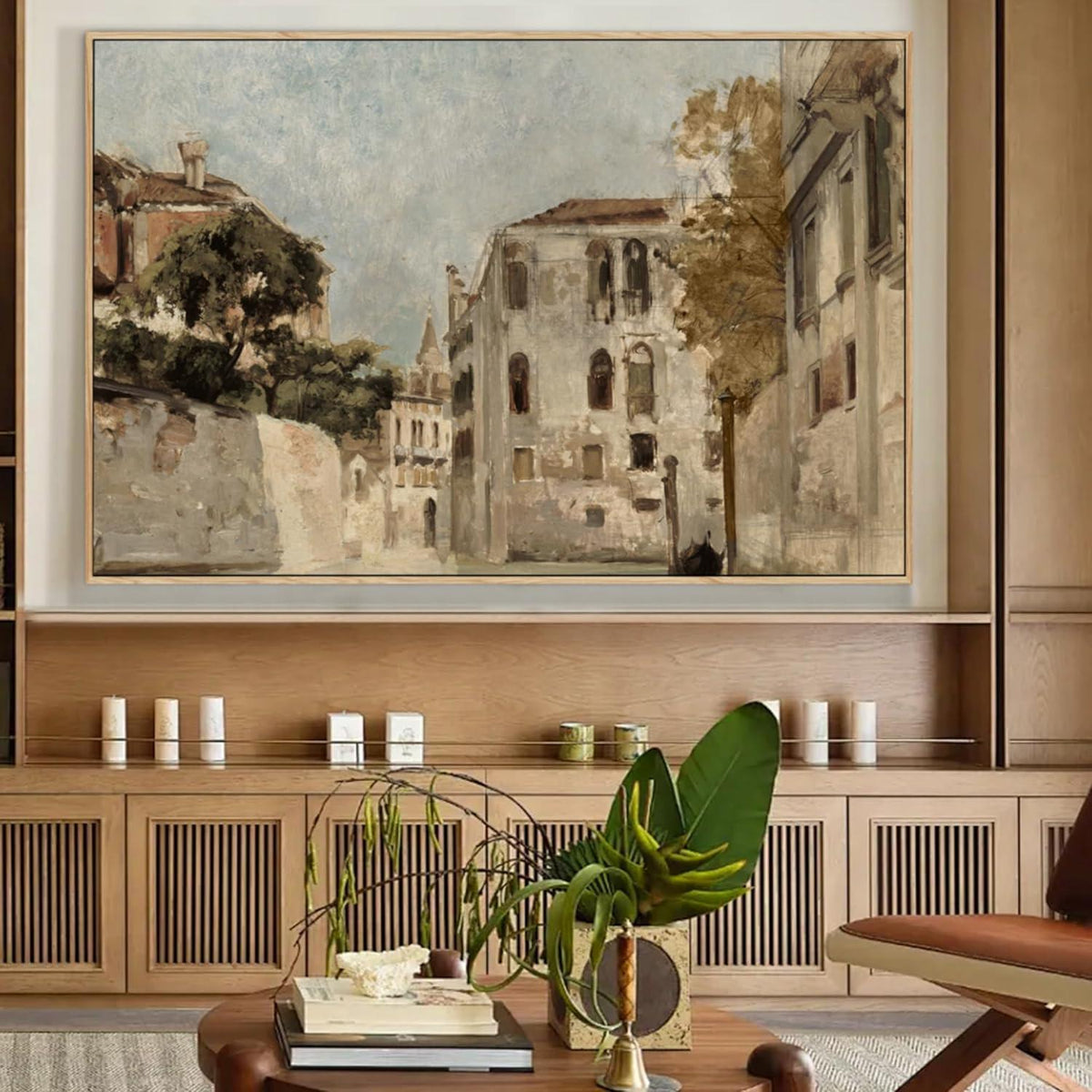 Vintage Venedig Leinwandbild mit Holzrahmen 60x90 cm