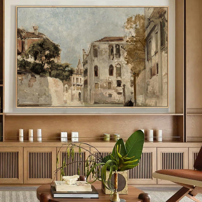 Vintage Venedig Leinwandbild mit Holzrahmen 60x90 cm
