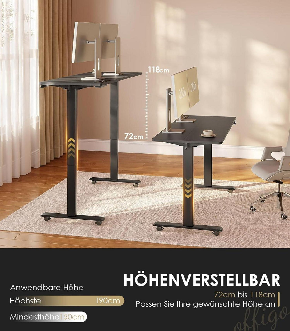 Elektrischer höhenverstellbarer Schreibtisch mit USB und