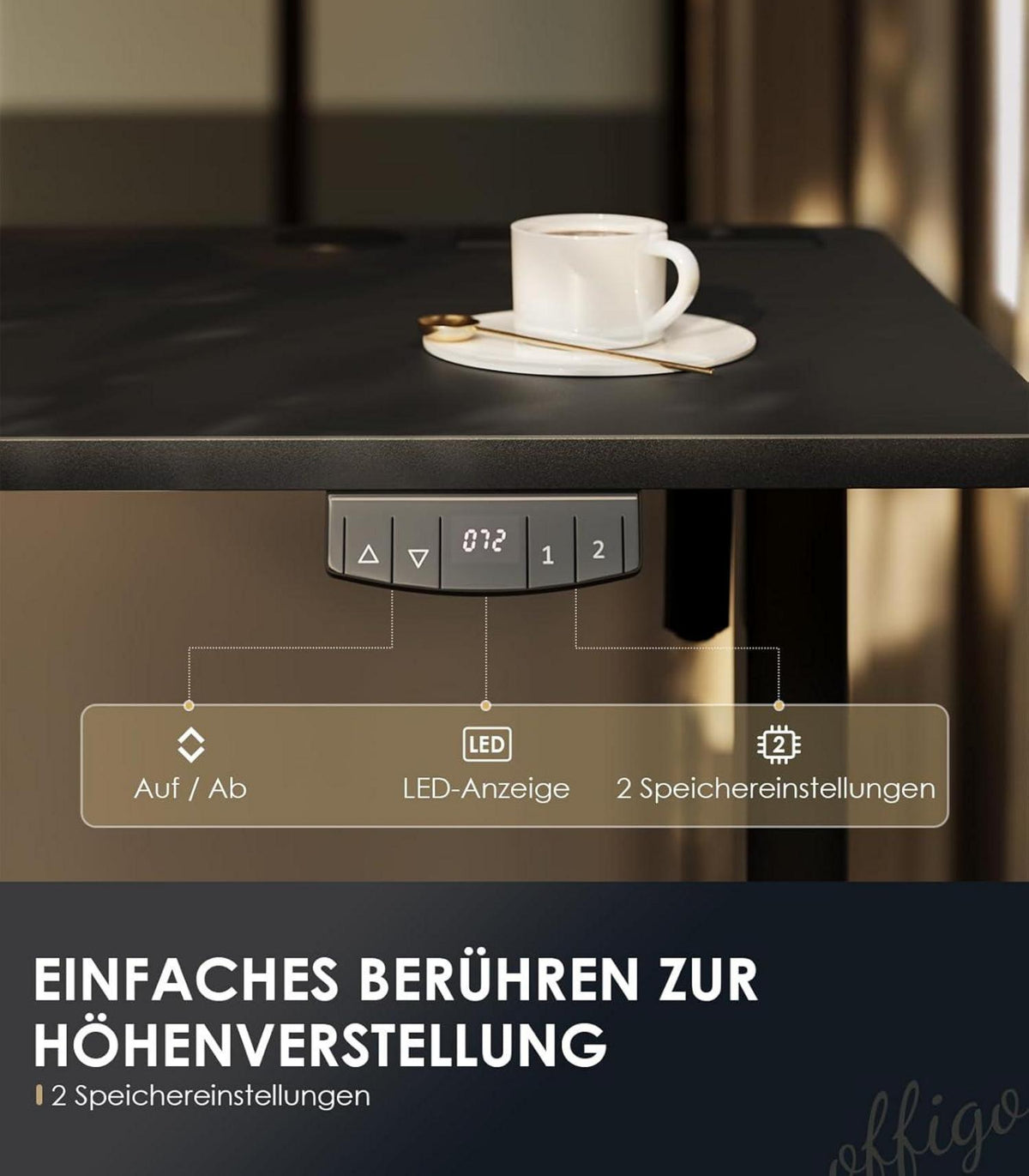 Höhenverstellbarer Schreibtisch 120cm Elektrisch USB Standing Desk