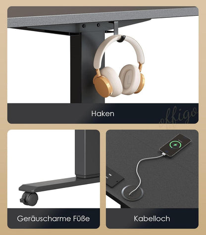 Höhenverstellbarer Schreibtisch 120cm Elektrisch USB Memory