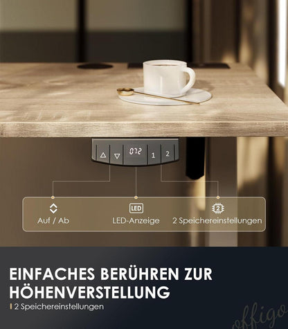 Höhenverstellbarer Schreibtisch USB 2 Memory Funktion 180cm Standing