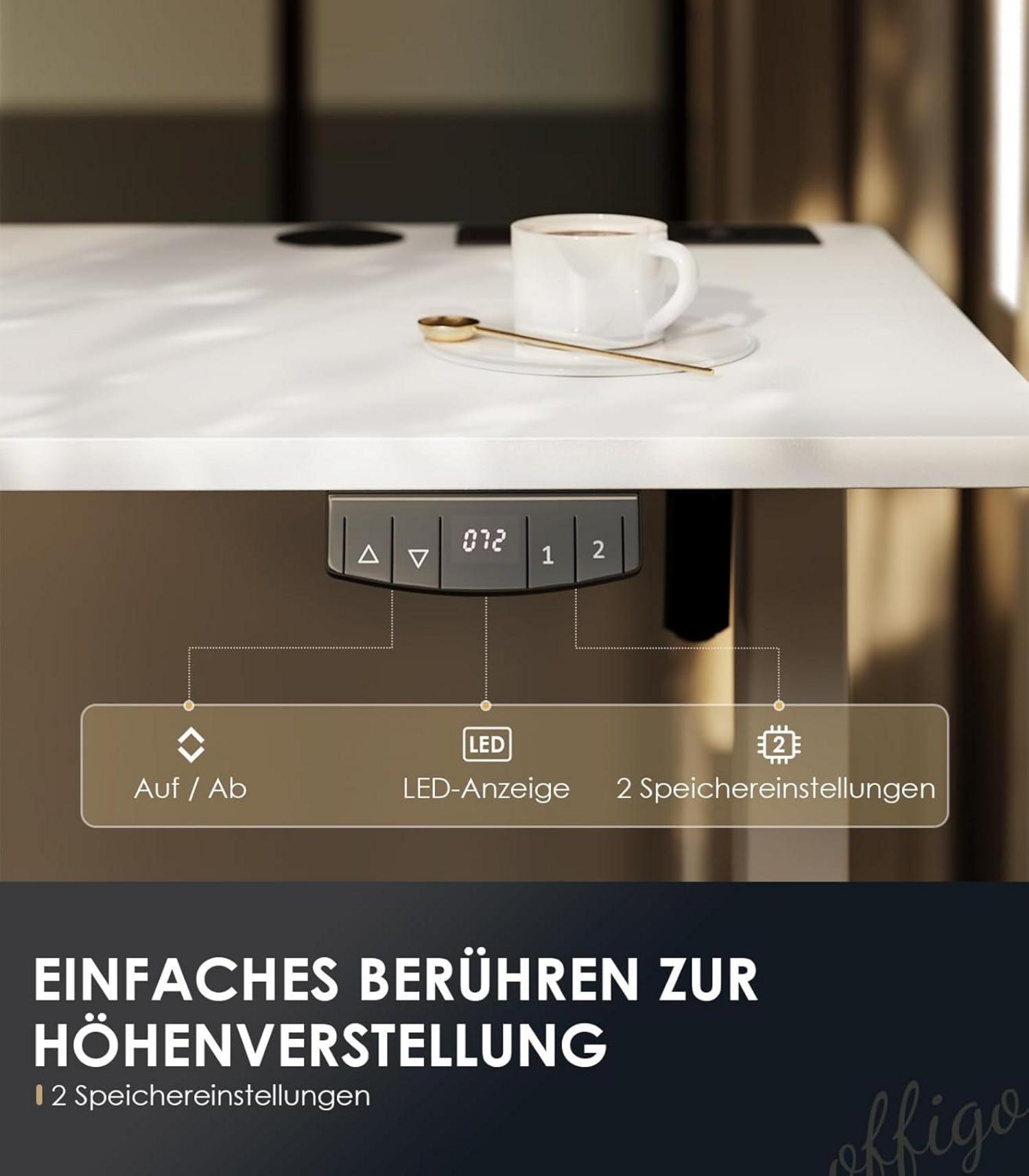 Höhenverstellbarer Schreibtisch 120cm Elektrisch USB Standing Desk 2