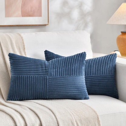 Denim Blau Kissenbezug 40x80 cm - Weicher Kordsamt Bezug
