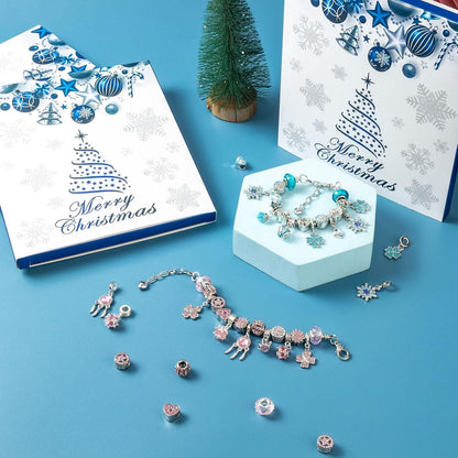 DIY Schmuck Adventskalender Mädchen 2024 - 24-teilige Füllung - Rosa Blau