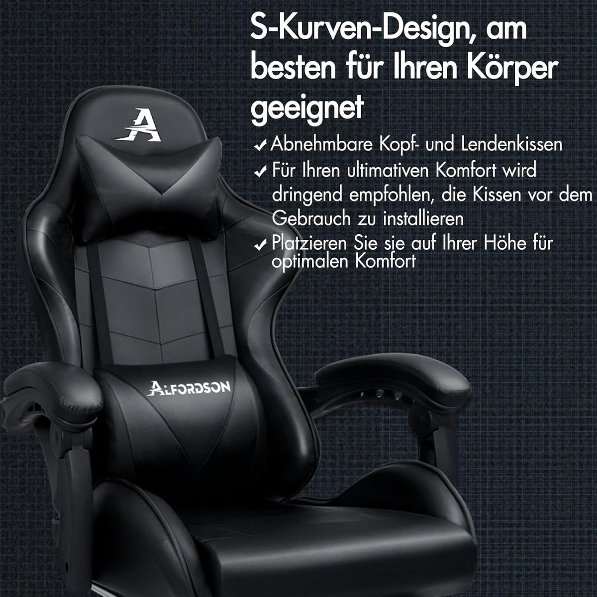 Massage-Gaming-Stuhl mit Neigung und Fußstütze