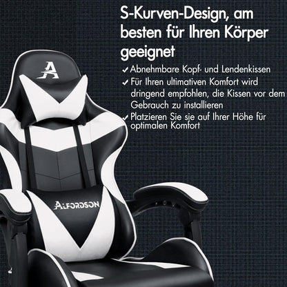 Massage-Gaming-Stuhl mit 150° Neigung und Fußstütze, höhenverstellbar
