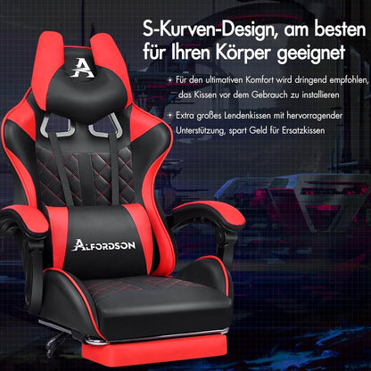 ALFORDSON Bequemer Gaming-Bürostuhl mit Fußstütze und