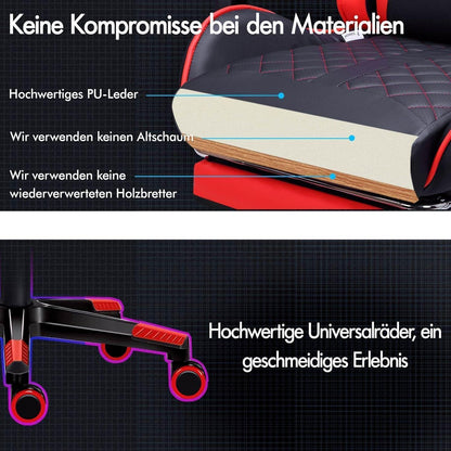 ALFORDSON Bequemer Gaming-Bürostuhl mit Fußstütze und