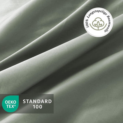 Satin Bettwäsche Set 220x240 Baumwolle, 3-teilig, Grau