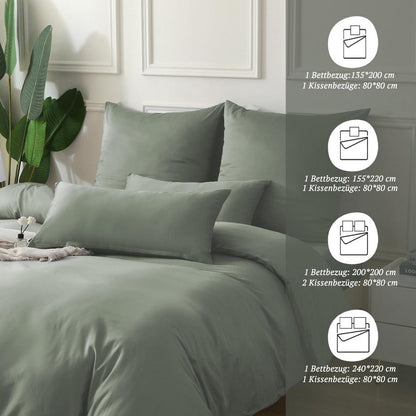 Satin Bettwäsche Set 220x240 Baumwolle, 3-teilig, Grau