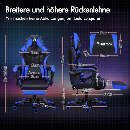Bequemer Gaming-Bürostuhl mit Fußstütze