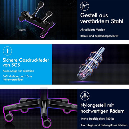 ALFORDSON Gaming-Stuhl mit Fußstütze und Lordosenstütze, ergonomisches