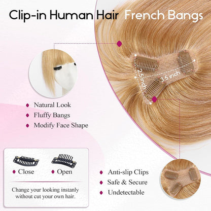 10 Zoll Clip-in Pony aus Echthaar – Schwarz 3D French Blond