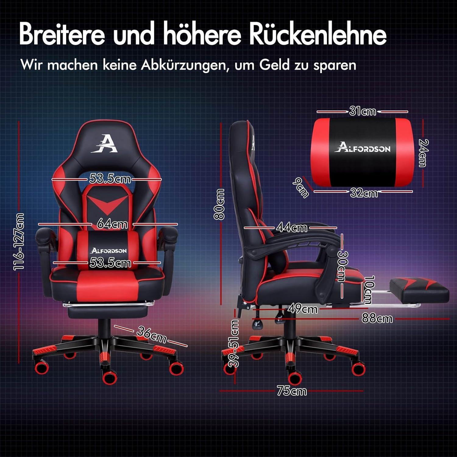 ALFORDSON Gaming-Bürostuhl mit ergonomischer Unterstützung