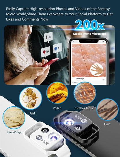 Smartphone Mikroskop 200X LED für Kinder und Enthusiasten