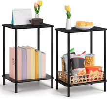 Modernes 2er Set 2-Stufiger Nachttisch Schwarz 40x32x55cm