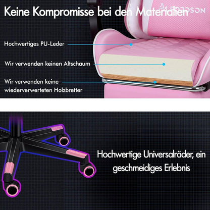 Alfordson ergonomischer Gaming-Stuhl mit Fußstütze, Lendenwirbelkissen und hoher Rückenlehne