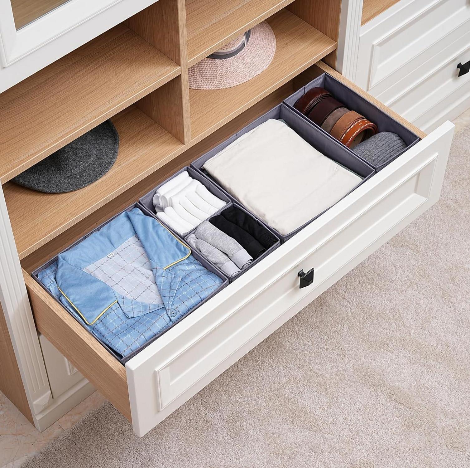 Schubladen Organizer 12er-Set Dunkelgrau Stoff Waschbar mit