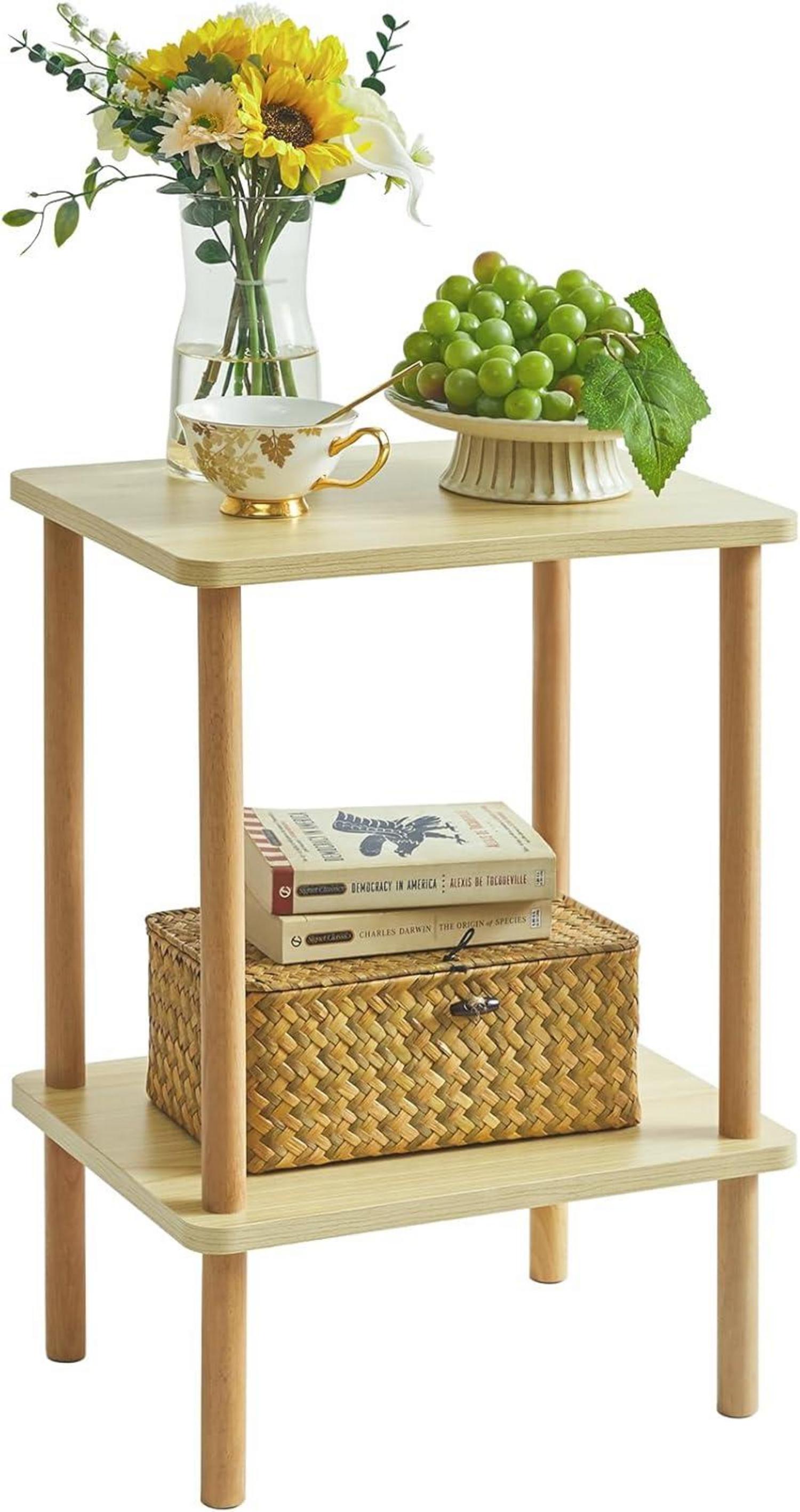 Beistelltisch mit 2 Ebenen in Naturholzoptik 39x29x53cm