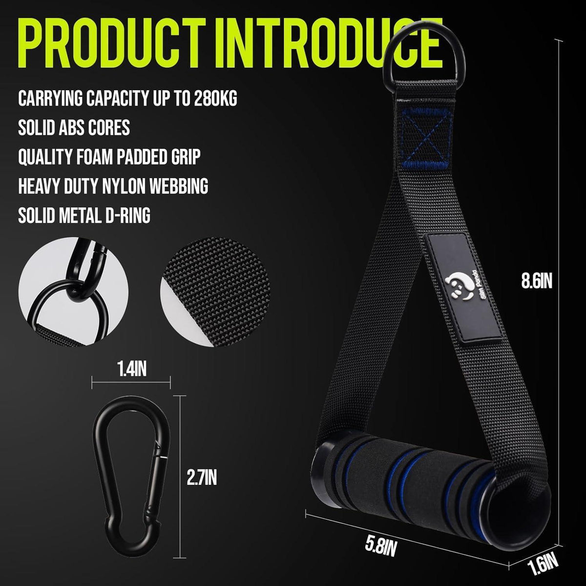 Latzuggriff Set für Kabelzug & Fitnessbänder, 2 Stück, Noir Bleu