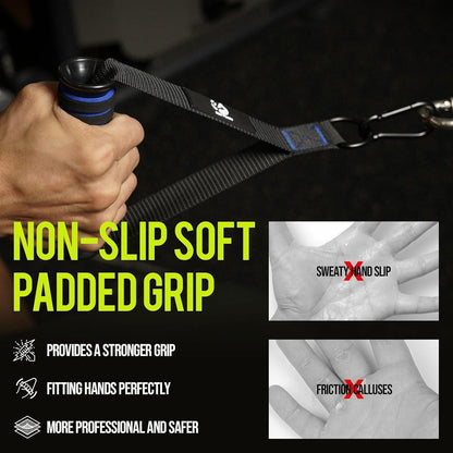 Latzuggriff Set für Kabelzug & Fitnessbänder, 2 Stück, Noir Bleu