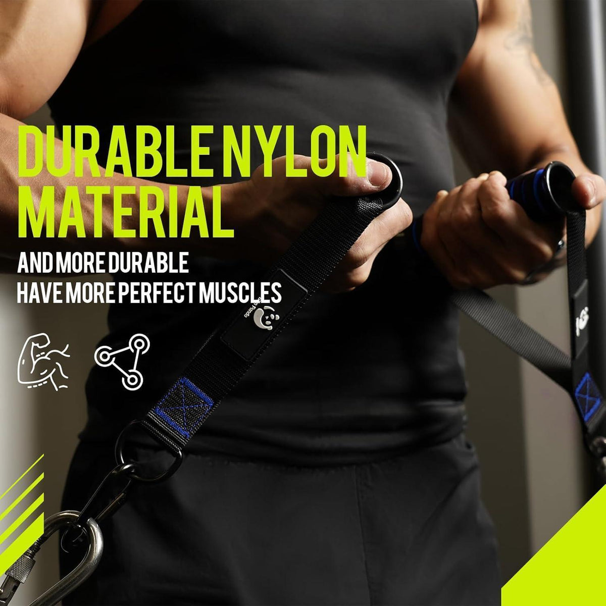 Latzuggriff Set für Kabelzug & Fitnessbänder, 2 Stück, Noir Bleu