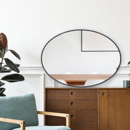 Oval Wandspiegel 51x71 cm – Moderner Badspiegel Schwarz