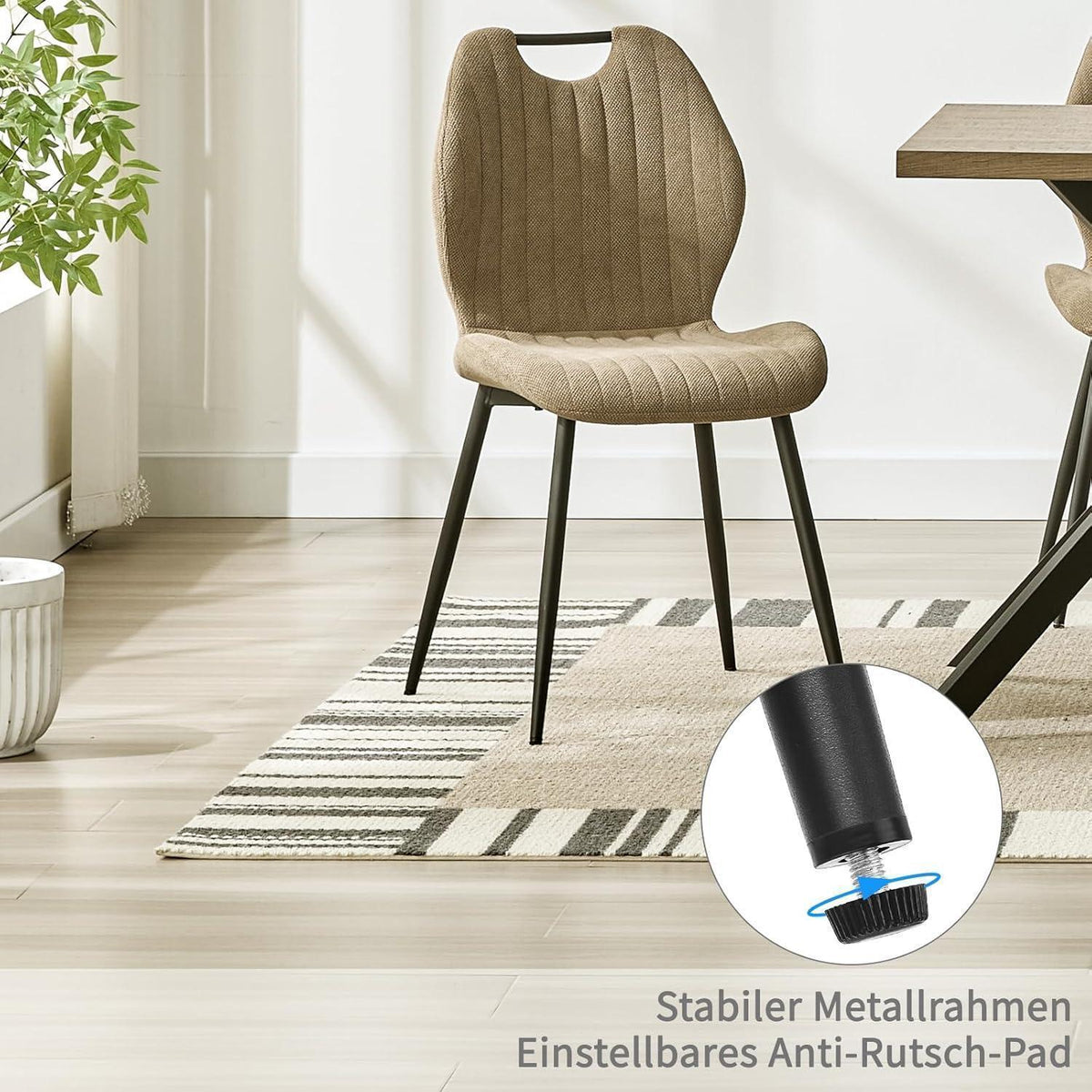 Esszimmerstühle 4er Set – Polsterstühle im skandinavischen Stil, Khaki