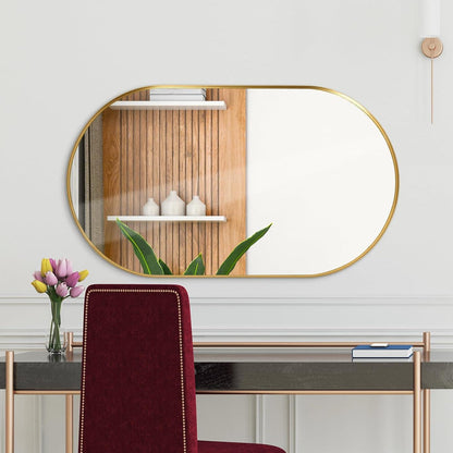 Ovaler Wandspiegel 55x75 cm – Goldener Badezimmer Spiegel Modern