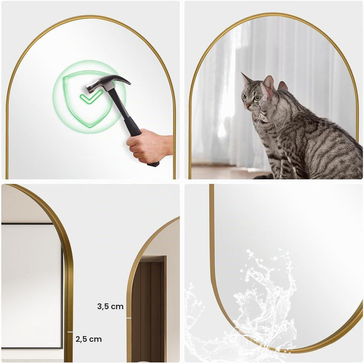 Ovaler Wandspiegel 55x75 cm – Goldener Badezimmer Spiegel Modern