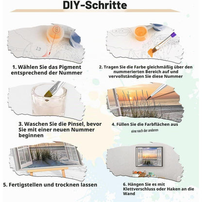 Malen nach Zahlen Landschaft Sonnenaufgang mit Rahmen