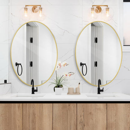 Oval Wandspiegel 61x91 cm Gold – Moderner Badezimmer Spiegel