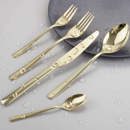 30-teiliges Edelstahl Besteckset Champagner Gold für 6 Personen